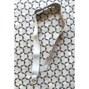 Vintage White Full Grain Leather Belt With Gold-Tone Buckle M/L 30"